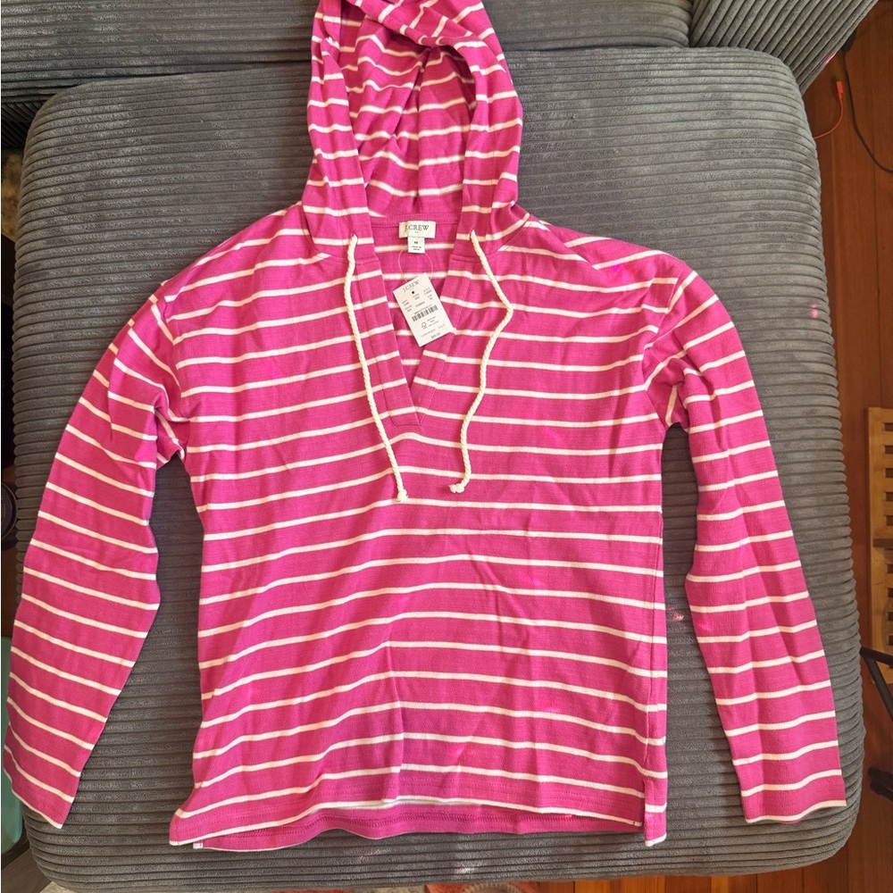 J. Crew Pink and White Striped Hoodie - Picture 4 of 4